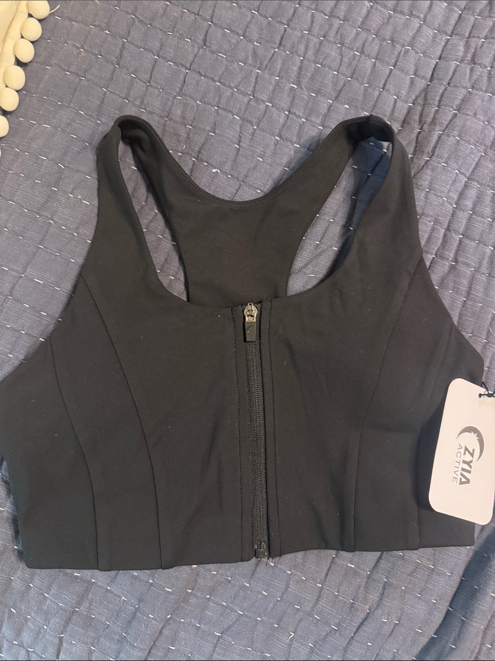 ZYA Active Black Front-Zip Sports Bra